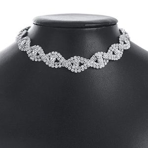 Rhinestone silver choker